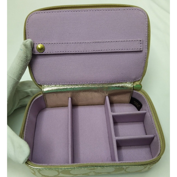 Coach Signature Light Tan Canvas Zipper Around Pill Case - Picture 7 of 8